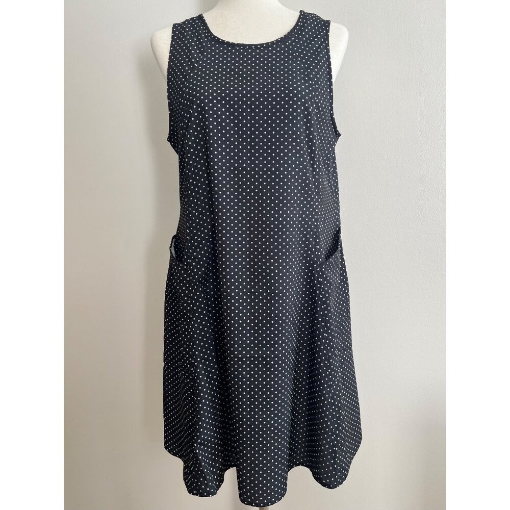 Keren Hart Polka Dot A-Line Dress Womens Black Ditsy  Retro Pockets